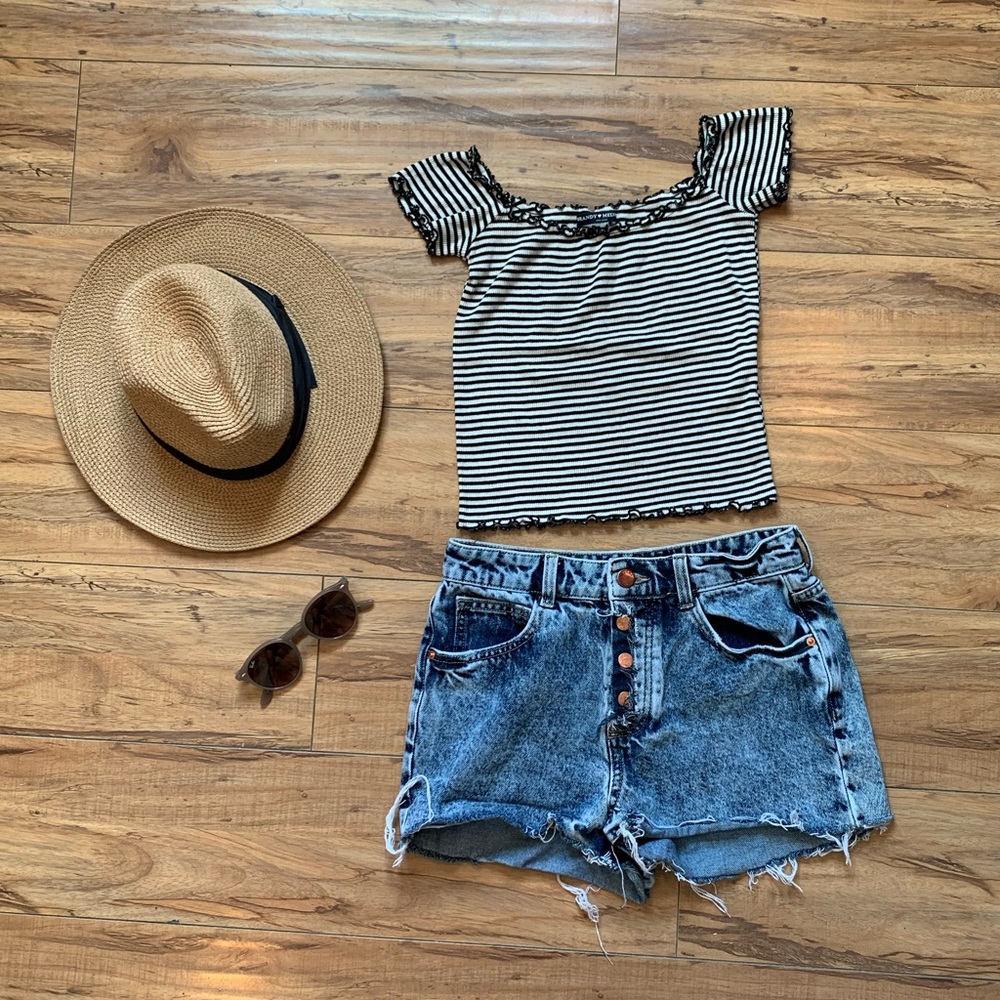 Ribbed off the shoulder top